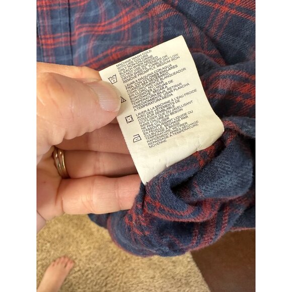 Dickies Mens Relaxed Fit Blue Red Plaid Flannel Button-Up L long sleeve collared - Picture 5 of 8